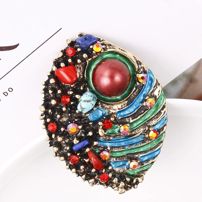 SKEDS Fashion New Arrival Women Men Casual Round Pearl Rhinestone Brooches Pins Vintage Top Brand Unisex Party Corsage Jewelry