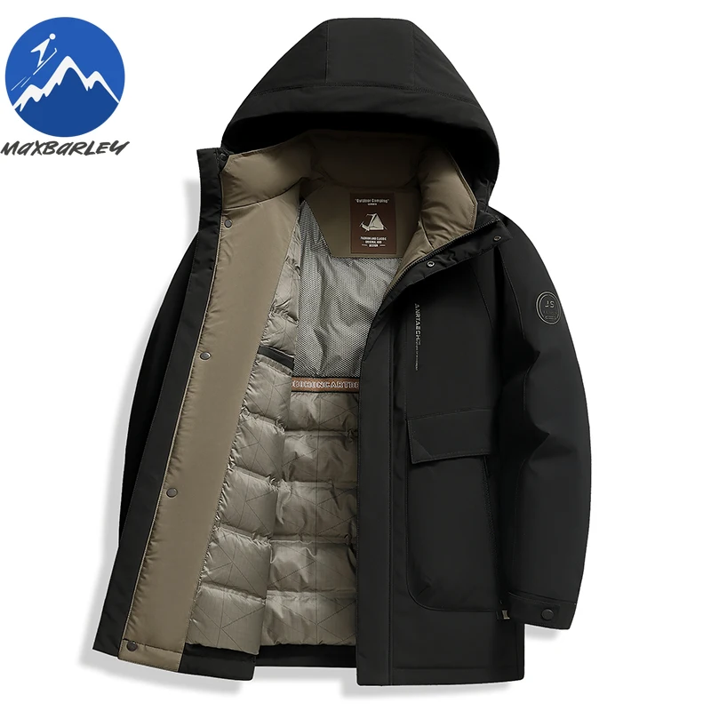 เสื้อแจ็คเก็ตดาวน์แบรนด์ Maxbarley สำหรับผู้ชาย ฤดูหนาว 2025 สไตล์ลำลอง น้ำหนักเบา อุ่นสบาย ขนเป็ดสีขาว เสื้อพาร์ก้าสไตล์เกาหลี เสื้อพัฟเฟอร์สั้นสุดหรู