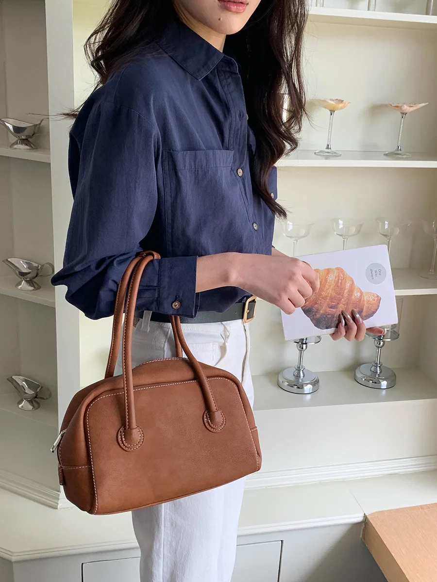 

Early autumn new design sense double pocket lapel cotton long sleeved shirt