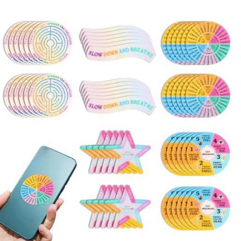 60 Pcs Textured Stickers Sensory Stickers 5 Style Calming Strips Calming Adhesivetactile