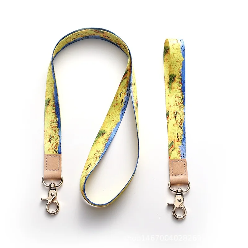 Small Fresh Leather Hanging Rope Mobile Phone Chain Work Certificate Rope Brand Rope Short Strap Keychain Anti Loss Strap