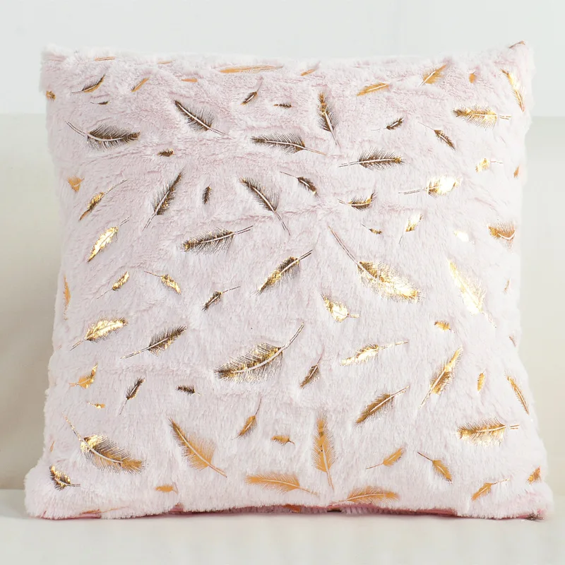 2 Stück Kunstfell Folienprint Feder Dekorative Kissenbezüge, Flauschige und Weiche Plüsch-Kissenhüllen, für Sofa, Bett, Wohnzimmer – Detail 15
