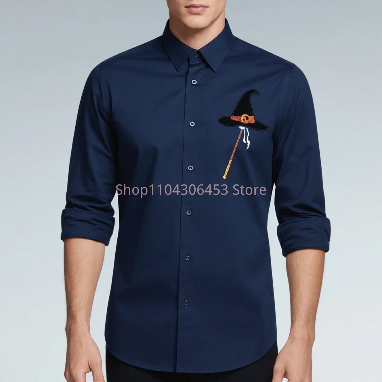 Autumn Men's Halloween Castle Ghost Skull 3D Printing Funny Shirt Hawaiian Casual Long Sleeve Lapel Shirt Party Simple Retro Top