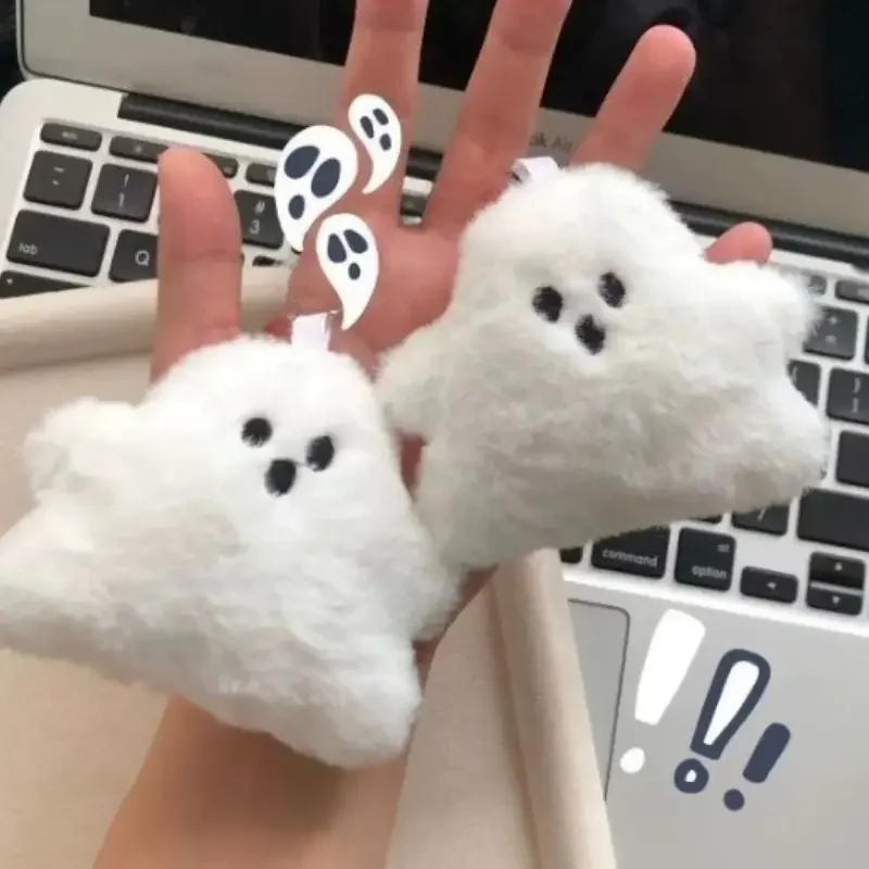 

White Furry Ghost Pendant For Halloween decorations Cute Backpack Pendants for Halloween Christmas Birthday Halloween Gift