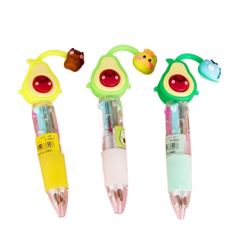 50Pcs Short mini 4-color ballpoint pen avocado ballpoint pen cute doll writing tool student stationery Four-color pen