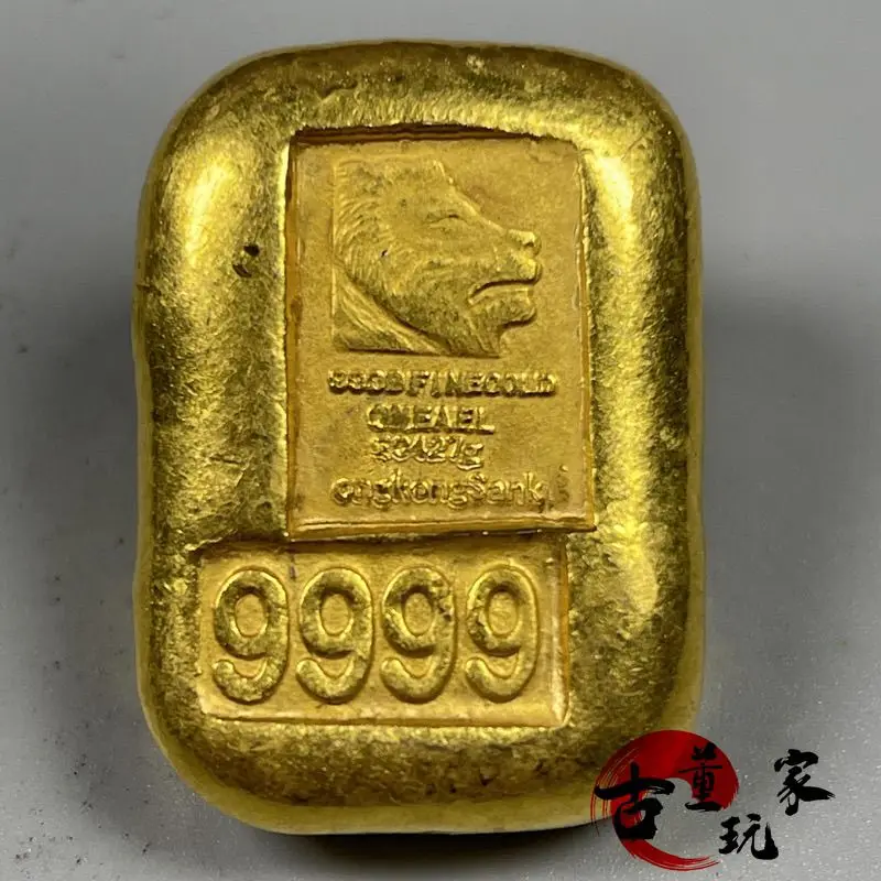 Lion head 9999 copper gilt solid small gold nugget gold ingot coin