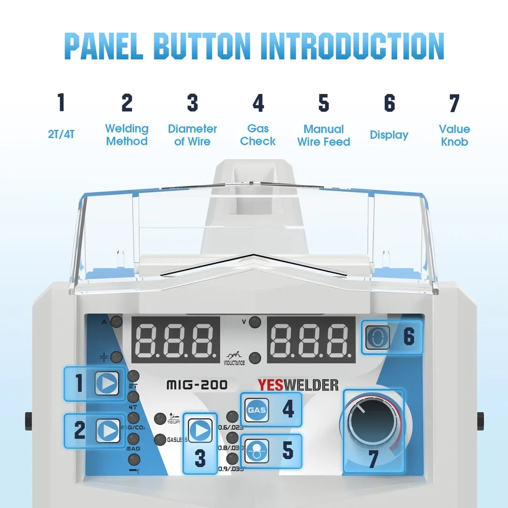 Machine à souder MIG-200 220V 200Amp, soudeur multi-processus MIG/Stick/TIG