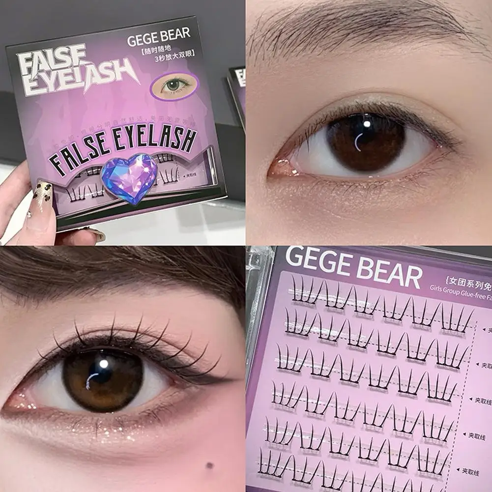 6-reihige selbstklebende Cluster-Wimpern, kein Kleber erforderlich, einzelne Wimpern, koreanisches Mode-Make-up, DIY-Wimpern, natürliche Wimpern