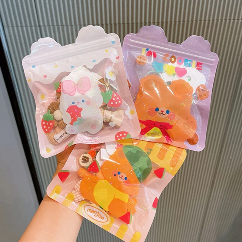 10Pcs Cartoon Animal Snack Bags Pvc Fresh-Keeping Dustproof Reusable Food Packing Small Cookie Accessories Storage Bag Candy Bag