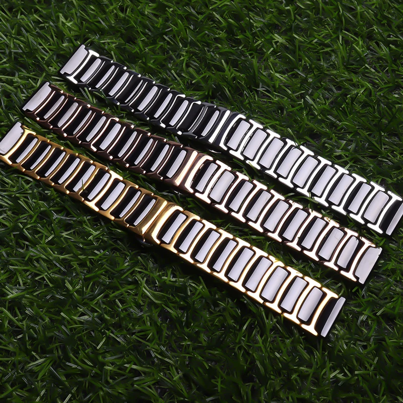 20mm 22mm Watchband Ceramic strap between stainless steel watch band strap for Huawei Smart Watch GT2/watch 2pro/Samsung watch