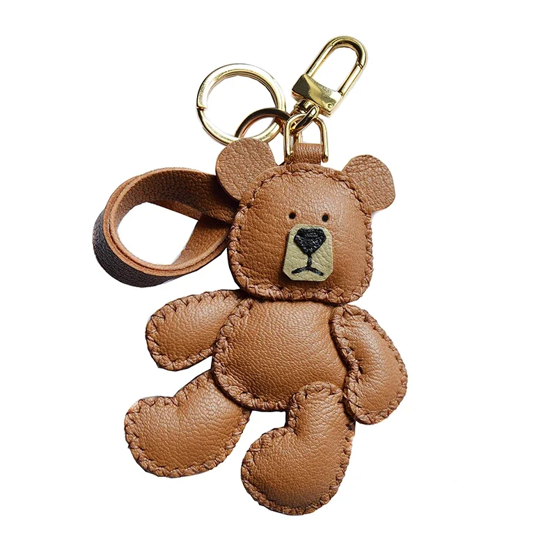 2025 New Original Design Teddy Puppet Bear Leather Car Key Bags Pendant Handmade Custom Gift Female Handbag