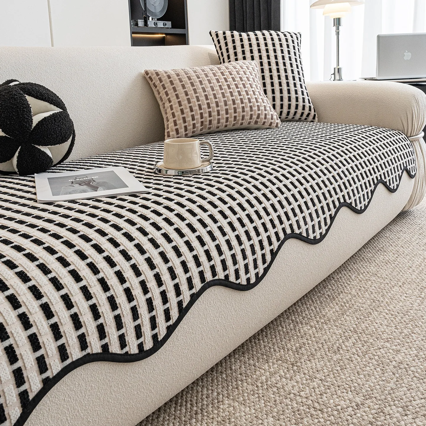 Gewebter Jacquard-Chenille-Sofabezug für Vier-Jahreszeiten-Wohnzimmer-Couch Sitzbezug Möbel-Dekor-Schutz Rutschfester Sofaüberwurf