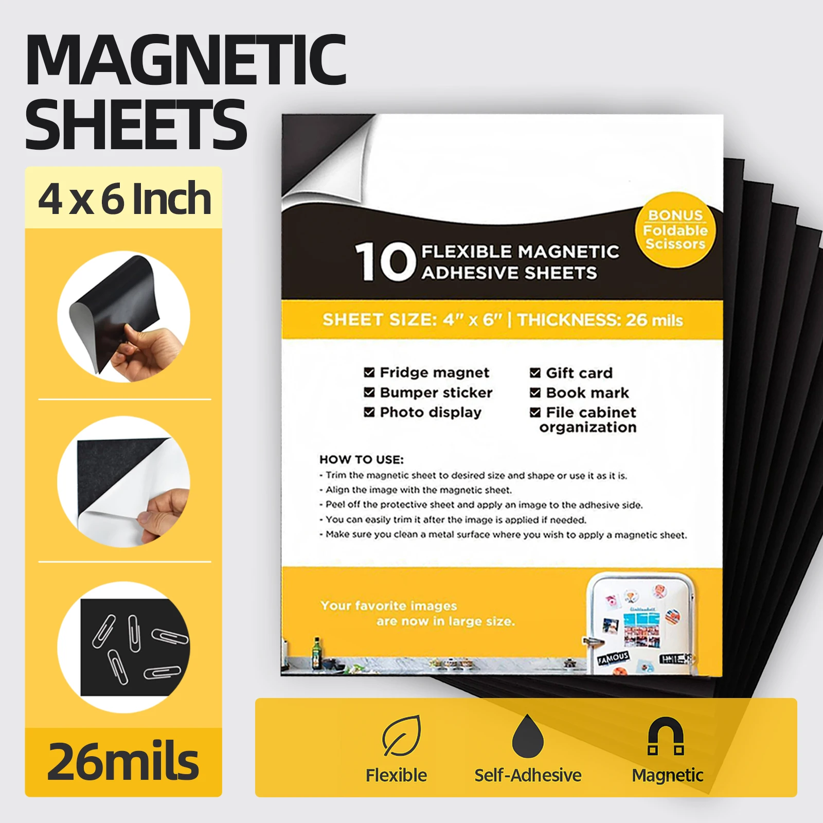 Adhesive Magnetic Sheets With Adhesive Backing 19Mil 5 X 7 Inches Flexible Magnet Sheets For Photo And Picture Magnets Craft