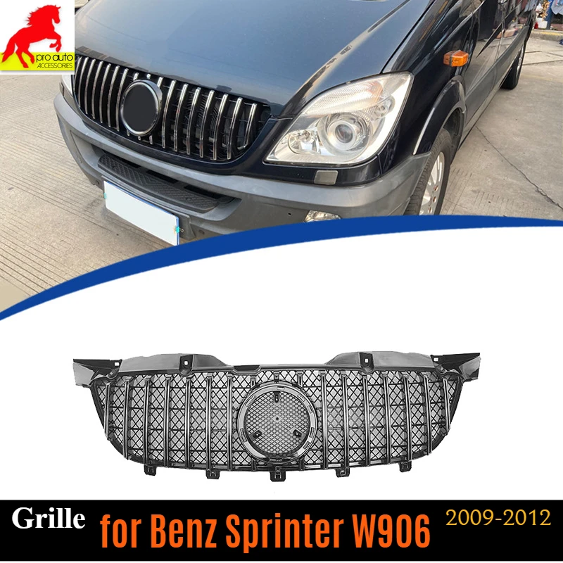 

Front Bumper Grille Mesh Grill Glossy Black for Mercedes Benz Sprinter W906 2009-2012 Racing Grills ABS GT Style Car Accessories