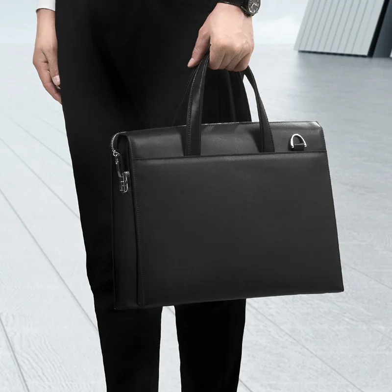 حقيبة يد جديدة حقيبة ساعي أصلية جلدية مضادة للسرقة قفل بكلمة مرور حقيبة كمبيوتر محمول متعددة الوظائف حقيبة رجال الأعمال من جلد البقر #3