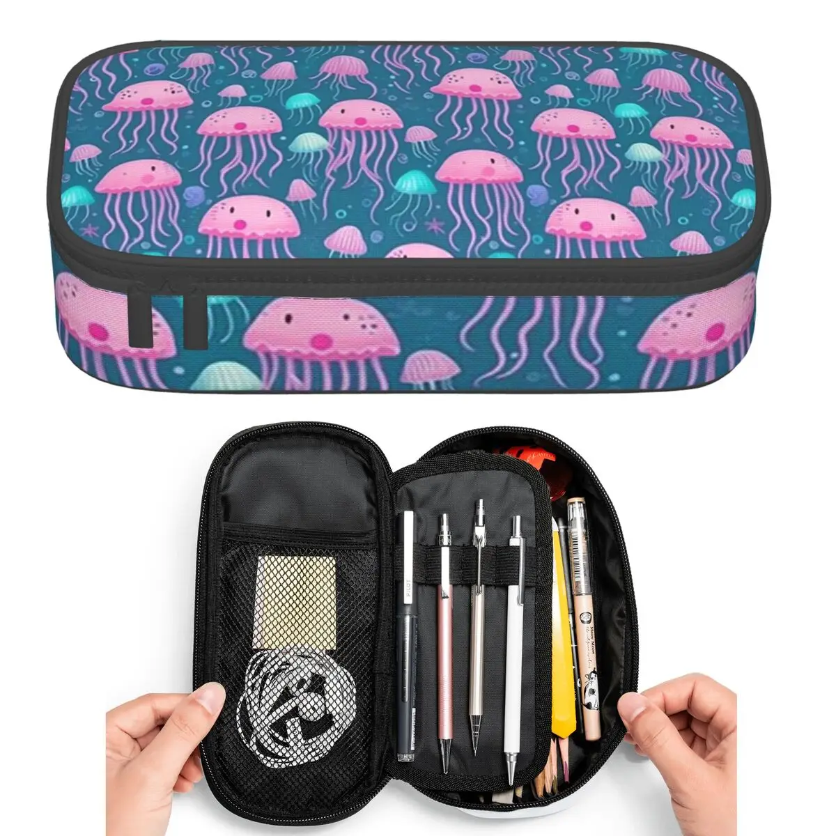 

Jellyfish Pattern Elegant Marine Life Design Pencil Cases for Students Pen Box Pencil Bag Large Capacity Pencil Pouch Pen Holder