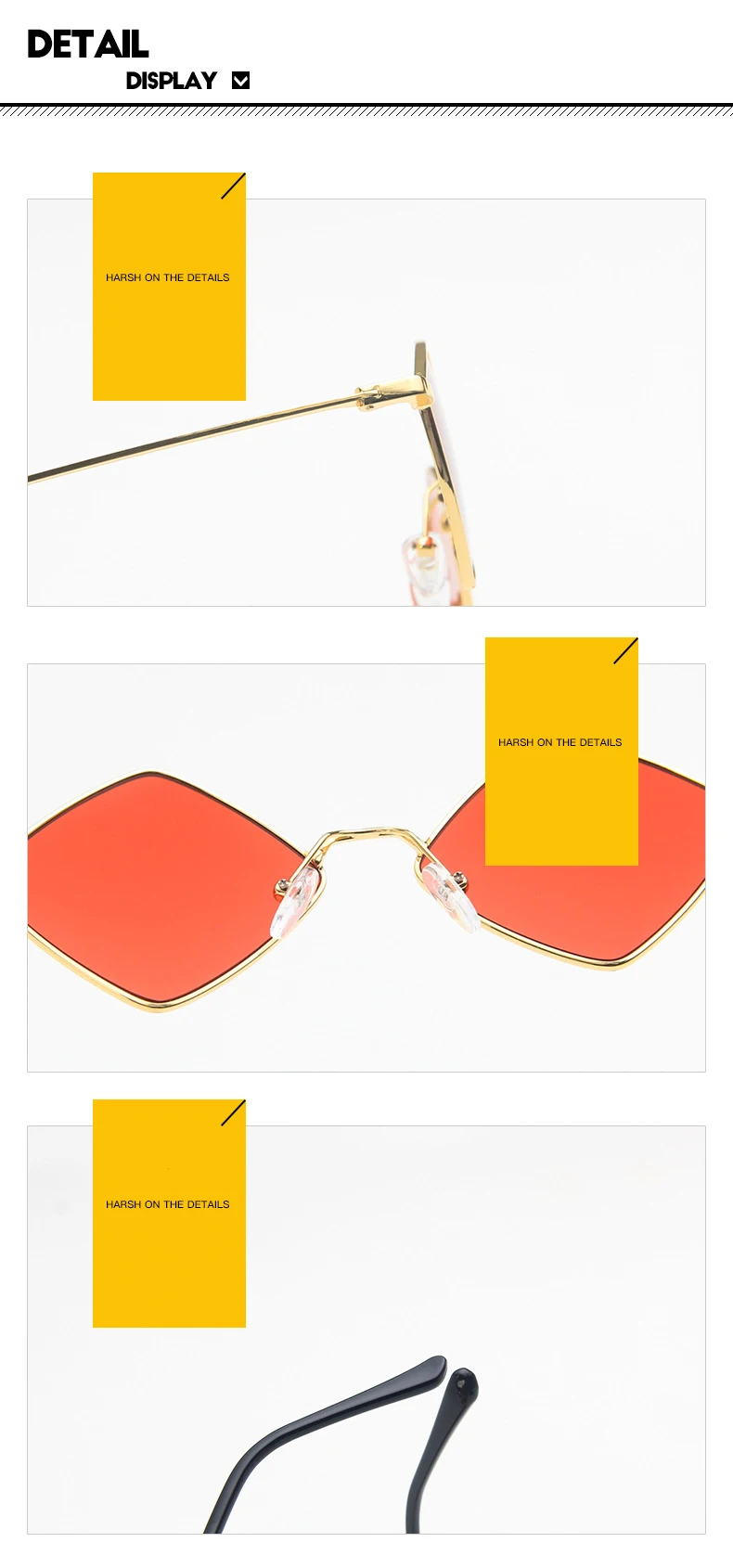 Hipster Polygon Frauen Sonnenbrille Unregelmäßige Vintage Kleine Rahmen Raute Damen Sonnenbrille Shades Retro Legierung Brillen Schwarz – Detail 3