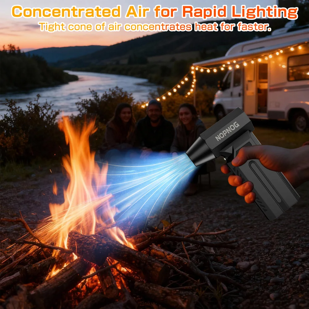 4 تروس قابلة للتعديل 140000 دورة في الدقيقة ​ مروحة توربو جت، منفضة هواء كهربائية محمولة لإزالة الثلوج في السيارة، ضوء LED لاسلكي، نفخ قوي