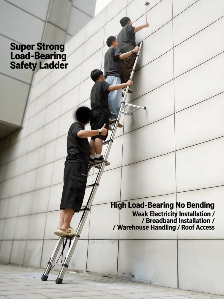 Telescopic Aluminum Ladder Portable Multi Functional Folding Engineering Straight Ladder For Household