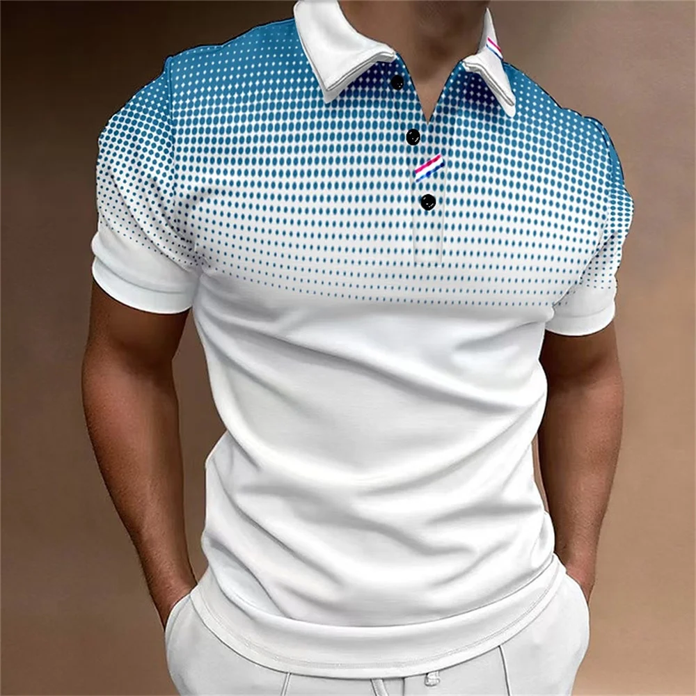 High Quality Men\'s Polo Shirt 2023 New Stripes Short Sleeve T-shirts Casual Business Button Tops Tees Summer Clothing For Boys