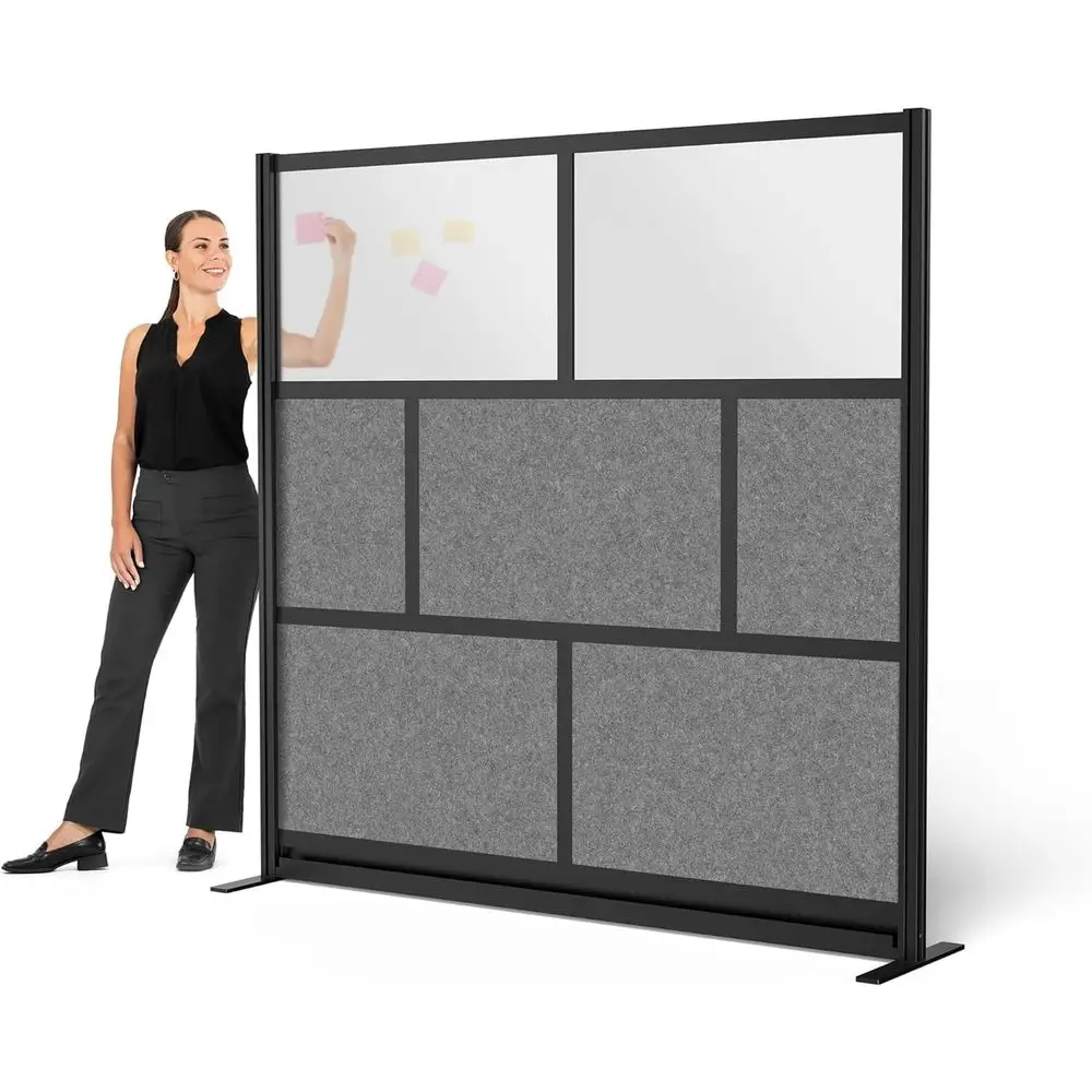 

Expandable 70 x 70 Partition Room Divider with Adjustable Acrylic and Sound-Absorbing Panels in Black