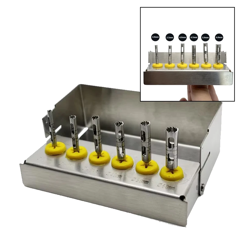 

Dental Implant Tools 6Pcs Kit Surgical Drills Set With Long Trephine Bur For Dental Implant Surgery Instruments