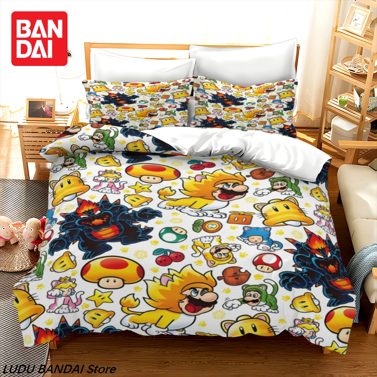 Super Mario Bedding Set 3D Anime Super Mario Duvet Cover Double Twin Full Queen King Adult Kids Bedclothes Quilt Cover
