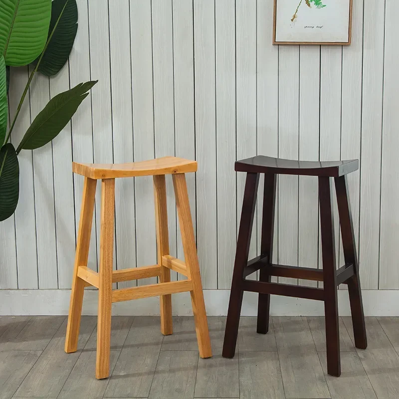 

（VIP888）Custom Light Luxury American Solid Wood Bar Stool European Bar Stool Retro High Chair