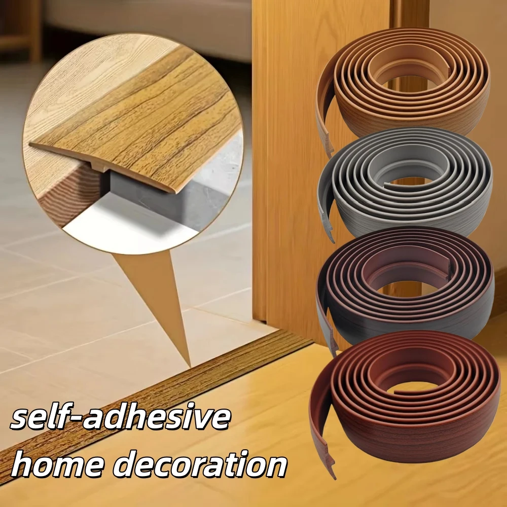 1roll 1mX5cm Floor transition strip self-adhesive T-shaped folding threshold cover household wood grain divider strip