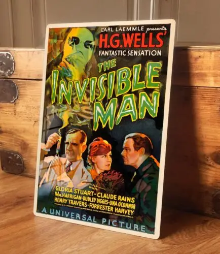 Wohnzimmer-Wandkunst, Metallschild, Retro-Poster, Der unsichtbare Mann, Sci-Fi-Film, 1930er Jahre