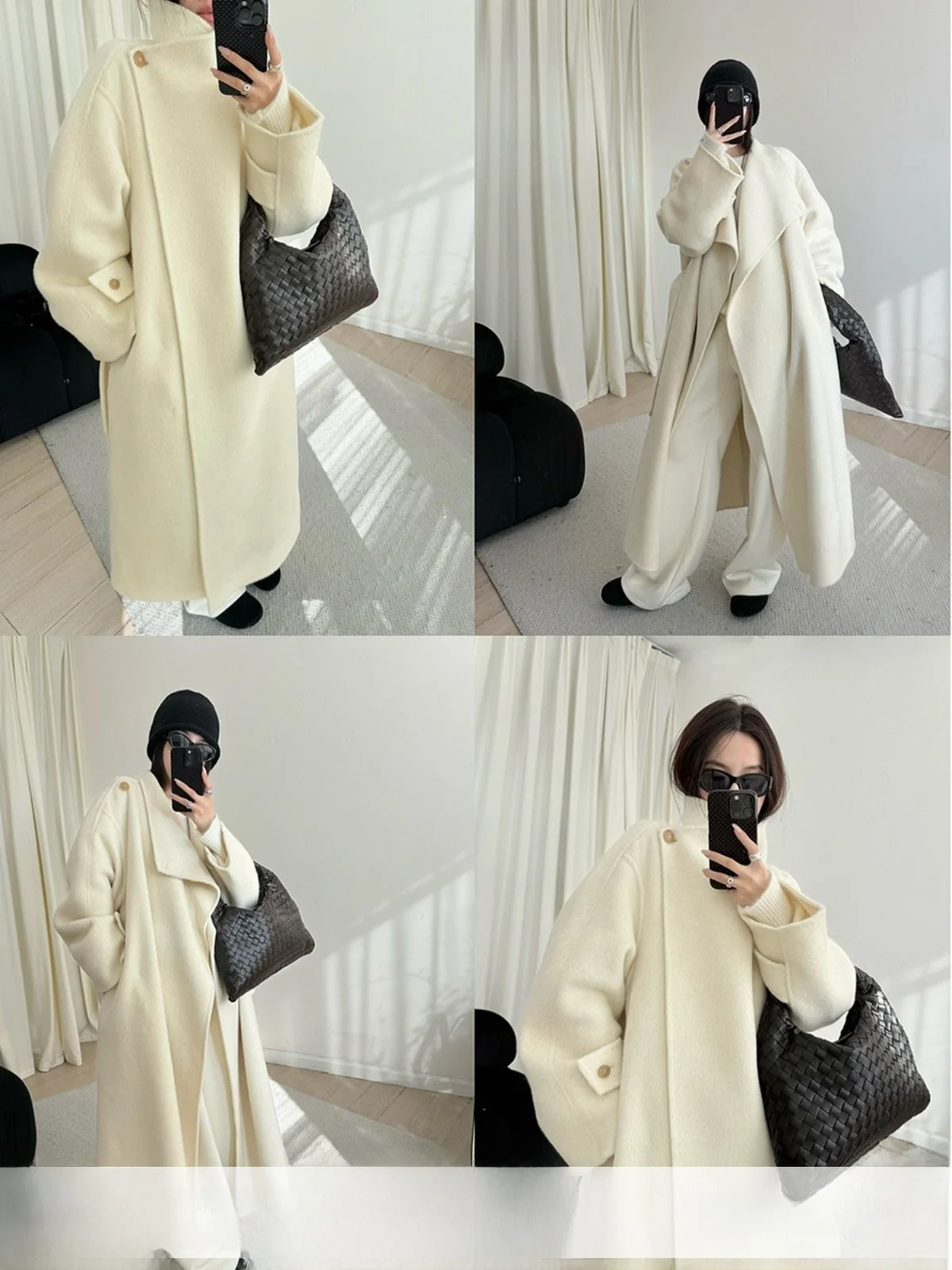 

Двустороннее шерстяное длинное пальто с воротником-стойкой из шерсти альпака, женское, премиум-класса, модное, для повседневной носки, зимнее, с длинными рукавами