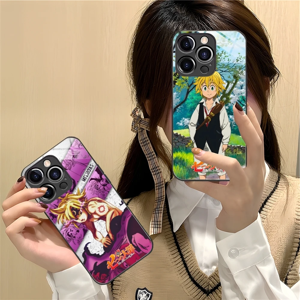 Seven Deadly Sins Meliodas Cell Phone Case for iPhone 16 15 14 13 12 11 X XR XS 8 Pro Max Plus Mini PC Glass Phone Cover Shell