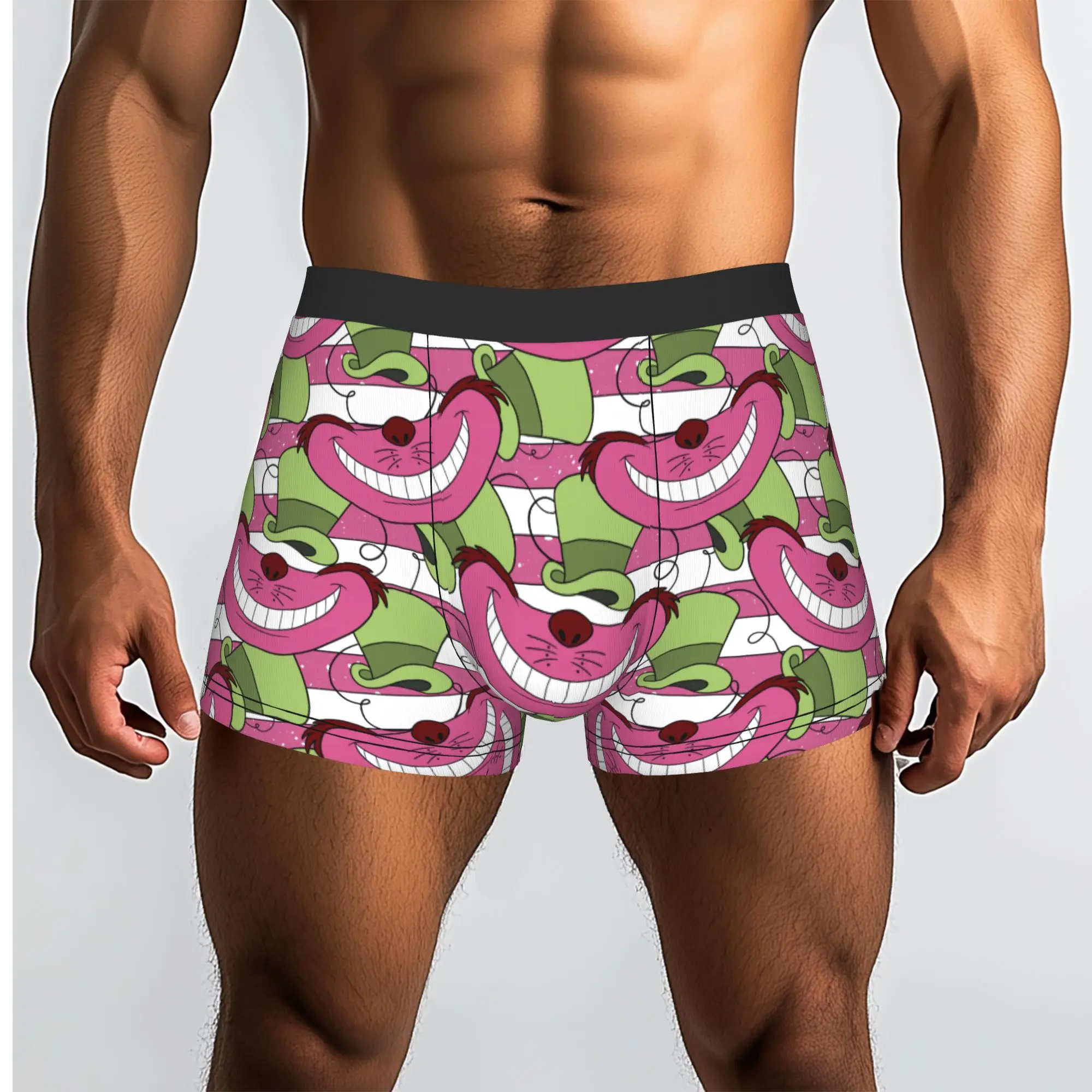 Custom C-Cheshire Anime Cat Underwear Men Stretch  Boxer Briefs Shorts Panties Soft Underpants For Homme