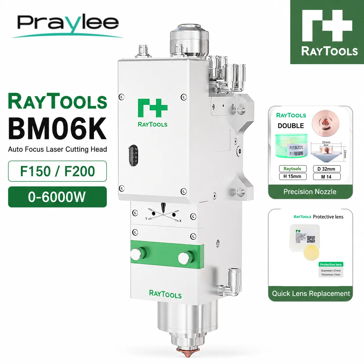 Original Raytools BM06K AutoFocus Fiber Laser Cutting Head 0‑6KW F150 F200 CNC Laser Cutting Head Fit Raycus IPG Laser Equipment