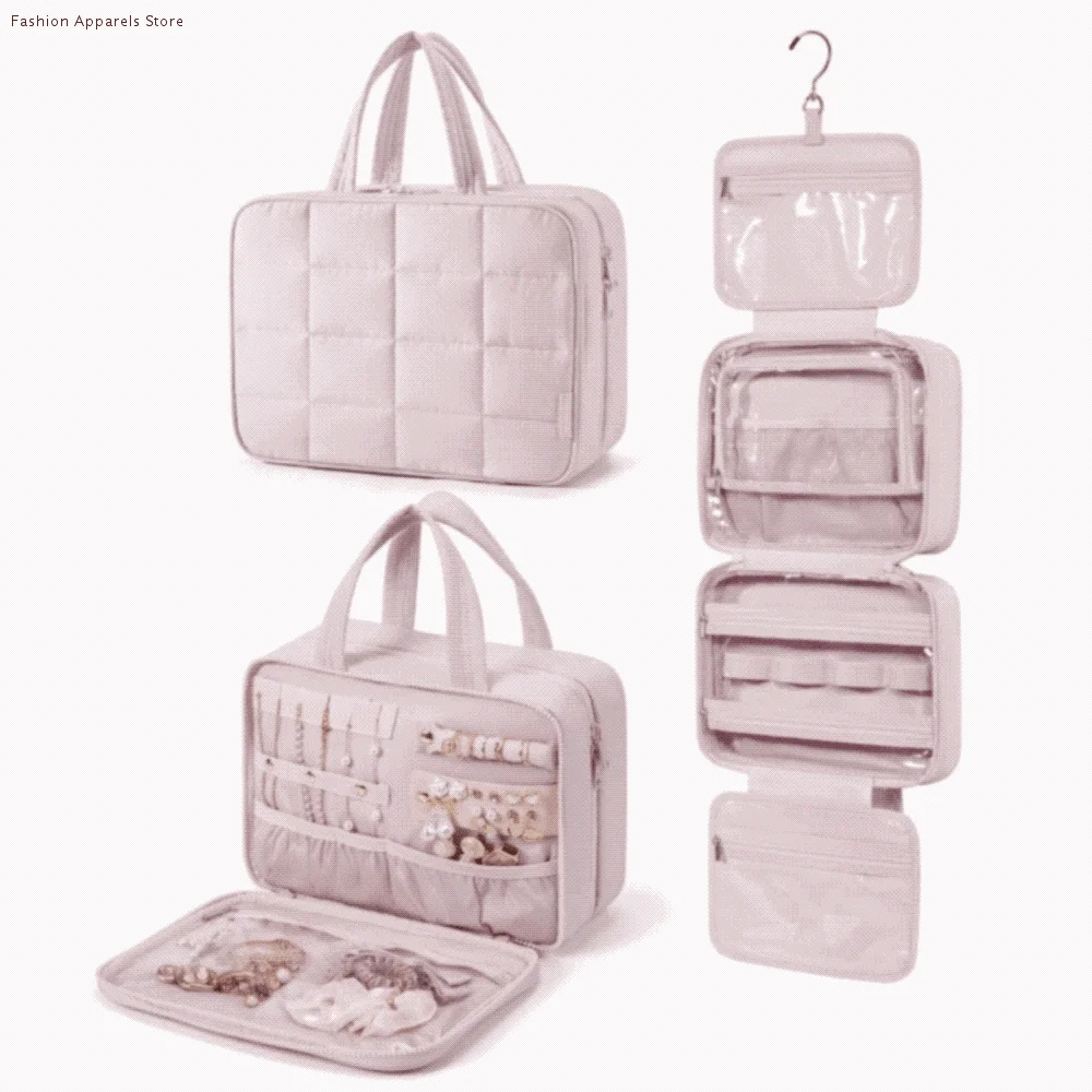 

Cloth Cosmetic Handbag Multipocket Zipper Closure Travel Toiletry Bag Large Capacity Separate Dry and Wet Portable Makeup Pouch
