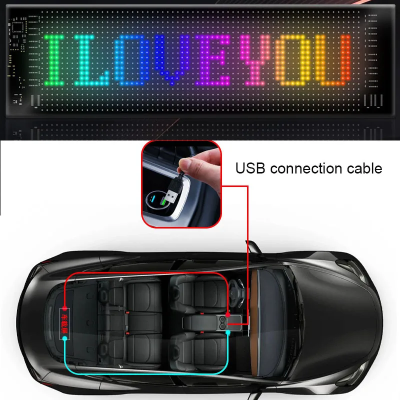 لتقوم بها بنفسك شاحنة/سيارة عرض مرن ضوء RGB LED مصفوفة بكسل شاشة بلوتوث App التحكم للبرمجة لافتات إعلانية متحركة