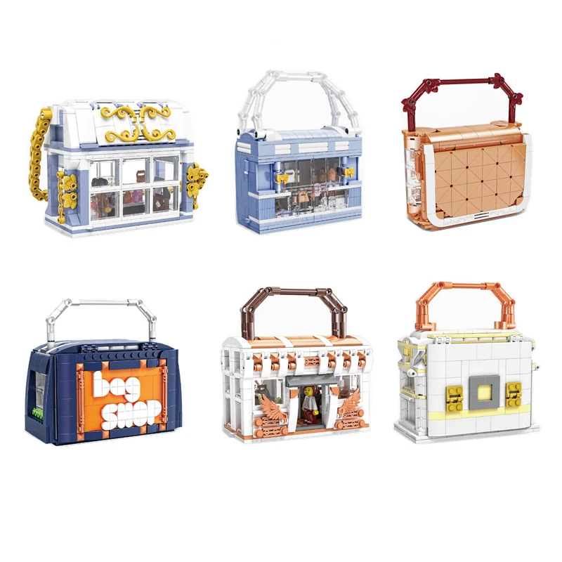 Fashion Bag Block Model Mini Building Blocks borsa assemblata creativa City Architecture Street Bricks Figure Toys For Friend Gift