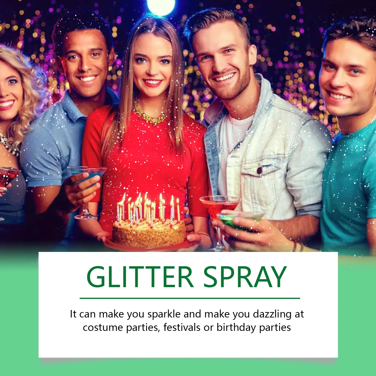 Colorful Brightening Glitter Spray Party Birthday Body, Hair, Face or Clothes Spray Shimmer Highlights