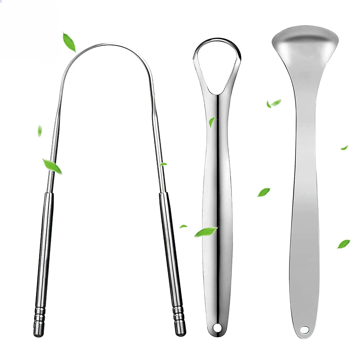 

Premium 1pcs/3pcs Metal Tongue Scraper Cleaner for Adults & Kids, Portable Stainless Steel Tongue Scrapers Brushes for Removing