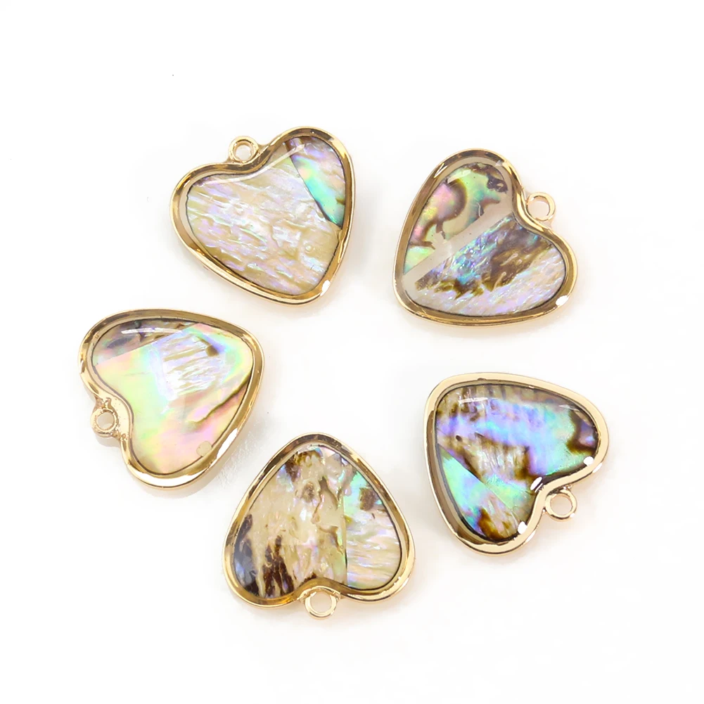 Rainbow Abalone Shell Paper Drop Oil Charms Heart Star Ocean Paua Pendant Resin Earring Dangle Necklace DIY Woman Jewelry Making