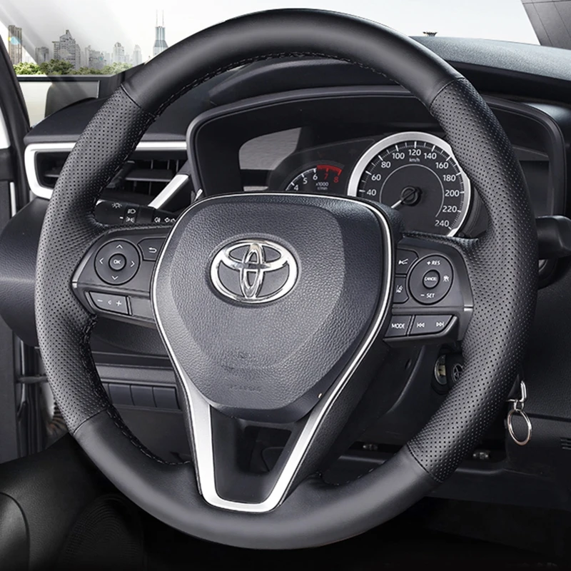 Dostosuj skórzany pokrowiec na kierownicę z mikrofibry do Toyota Avalon Camry 2018-2022 Crown 2018-2022 Corolla 2018-2022 RAV4