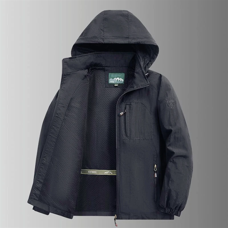 Men's Spring and Autumn Jacket Spring and Autumn Outdoor Waterproof Windproof Loose Jacket Large Size Casual Quick-Drying