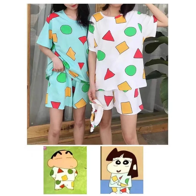 2pcs Crayon Shin Chan Home Furnishing Set Pajama Anime Women\'s Cute Pajama Set Summer Comfortable Home Furnishing Set Girl Gift