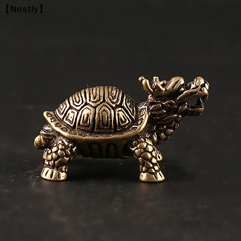 3D Brass Dragon Turtle Casting Statue Mini Animal Metal Figurine Home Decor Desktop Craft Sculpture Landscaping Decora〔Nest〕