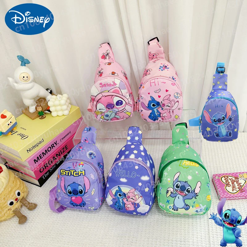 

2024 New Disney Stitch Children's Cartoon Chest Bag Kawaii Boys Girls Small Backpack Single Shoulder Waterproof Crossbody Bags