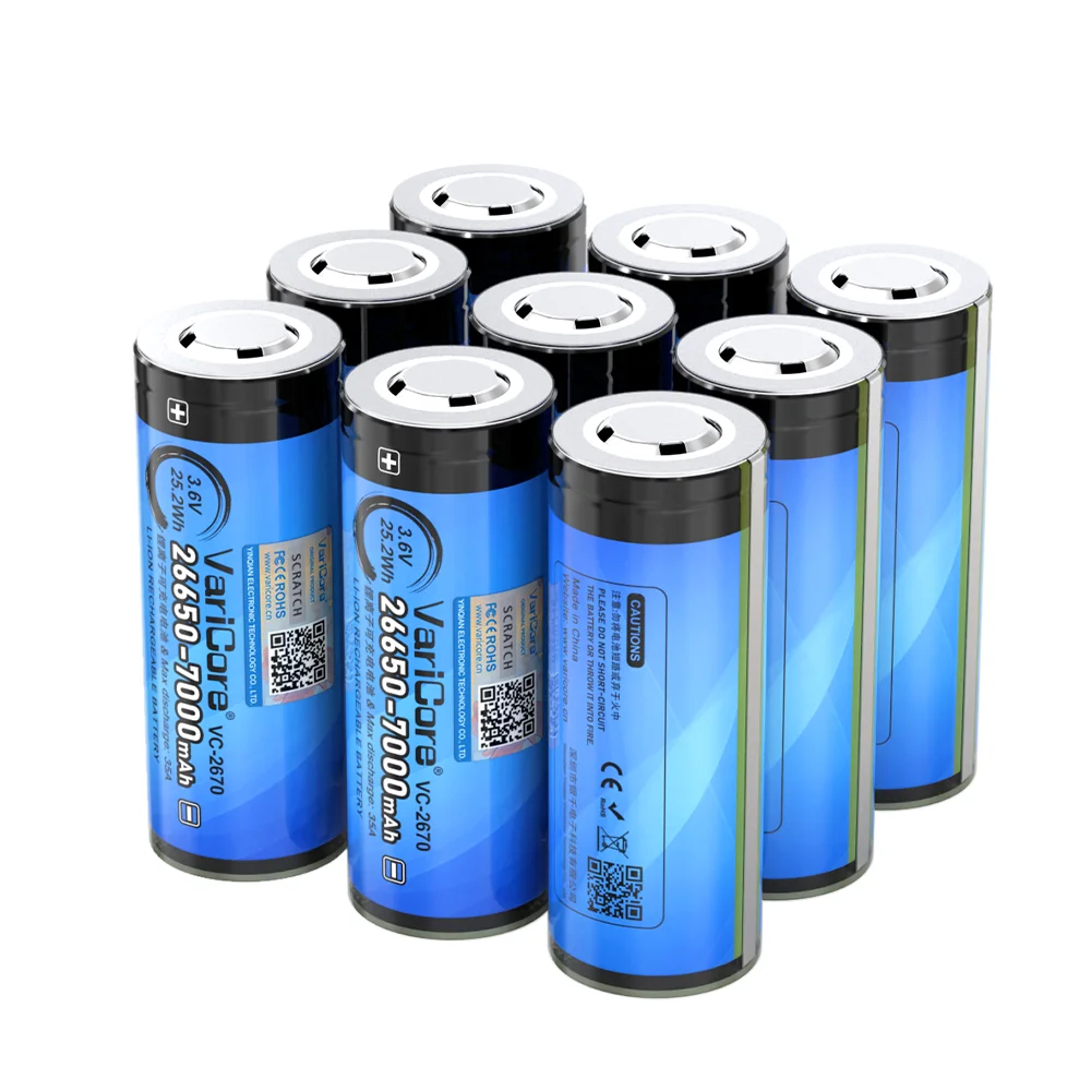 VariCore VC-2670 3,6 В 26650 литиевая аккумуляторная батарея с защитой печатной платы, разряд 35 А, большая емкость 7000 мАч
