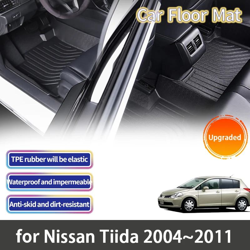 

Floor Mat for Nissan Tiida Hatchback Latio Versa C11 2011~2007 2008 2009 2010 Accessories Foot Panel Line Carpet Pad Waterproof