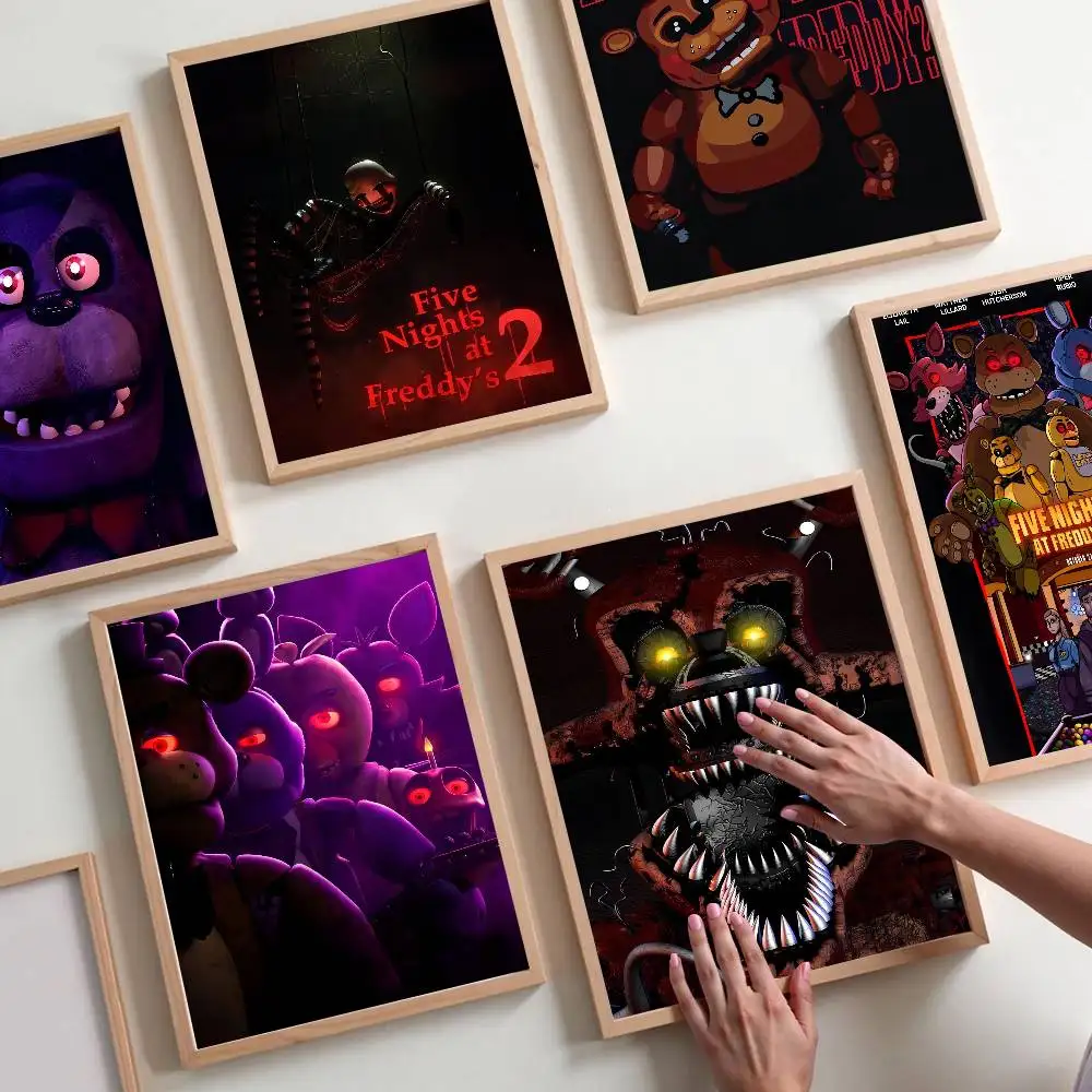 Popularity Poster FNAF Five-nights-At-Freddys Whitepaper Poster Waterproof Paper Sticker House Bar Aesthetic Art Wall Painting