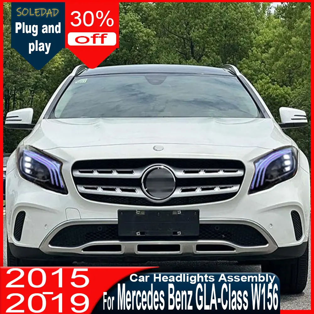 

Фара для Mercedes-Benz GLA W156 2015-2019 X156, светодиодные фары с динамическими ДХО и анимацией поворота, передние фары, подключи и работай