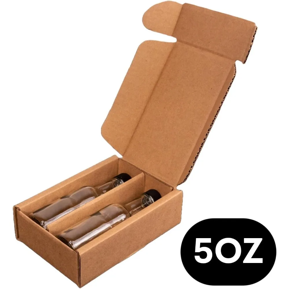 Customizable 5oz Bottle Holder Shipping Box for Homemade Hot Sauce, Bitters, Jams - Strong, Durable, USA-Made, Ideal for Small B